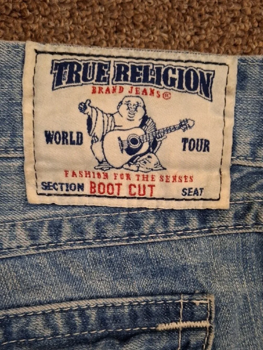 True Religion Light Blue Denim Cut Off Shorts Jorts Mens Sz 42